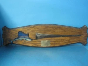 SEGELFISCH BLAU MARLIN 8" 1' SCHEIN/NASE/SCHNABEL/SPEER MONTIERT TAXIDERMY PLAKETTE & MINI - Bild 1 von 16