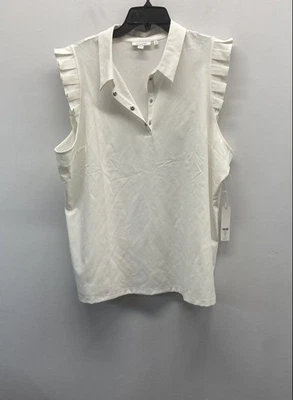 Camiseta polo sin mangas con volantes de alabastro Chico's Zenergy para mujer talla 4 (20) Foto 1 de 4