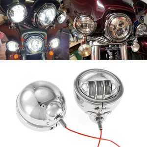 2x 4.5'' LED Fog Passing Lights & Housing Holder For Harley Softail Sportster - Picture 1 of 12