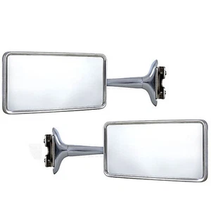 Rectangle Long Arm Peep Glass Mirror Outside Side Rear View Door Hot Rod Pair - Picture 1 of 6