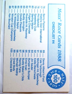 * 1988 Maxx Race Cards Winston Cup #100 - Checkliste #4 - Bild 1 von 6