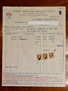 "" ESSO "" STANDARD SOCIETÀ ITALO AMERICANA PEL PETROLIO - GENOVA - FATTURA 1939 - Picture 1 of 1