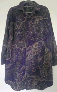 RALPH LAUREN Women's XS Shirt Dress Flanel Purple Floral Pyjamas - Picture 1 of 7