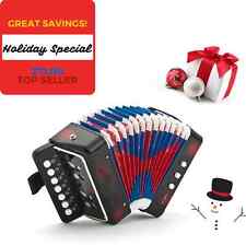 *GREAT GIFT* NEW Top Quality Black Accordion Kids Musical Toy w 7 Buttons 2 Bass