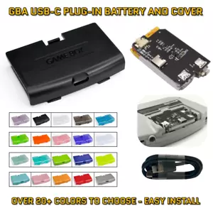 Game Boy Advance GBA Rechargeable Battery USB-C 1800 mAh 3.7 V w/ Battery Cover - Picture 1 of 3