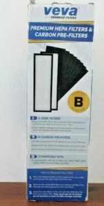VEVA PREMIUM ADVANCED FILTER GRÖSSE B 2 HEPA FILTER Plus 8 KOHLENSTOFF VORFILTER - Bild 1 von 2