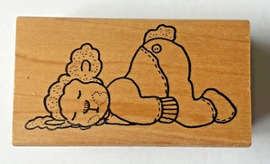 Sleeping LAMB Rubber Stamp  BABY SHEEP  DARLING Child  Wooden Azadi Earles  RARE - Picture 1 of 5