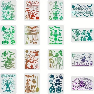 1Set 16pcs/set Plastic Drawing Painting Stencils Templates Sets Halloween - Picture 1 of 7