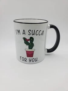 NWT I'm A Succa For You Coffee Tea Cup Novelty Succulent Plants Microwaveable - Picture 1 of 9