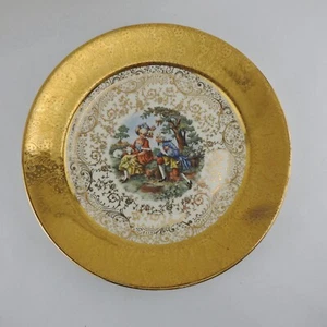 Antique Gold Plated Plate Warranted 22 Karat Gold Plate 10" Victorian Design - Picture 1 of 7
