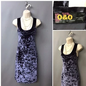 Vestido O&O único de terciopelo azul sin mangas usado mediano - Imagen 1 de 8