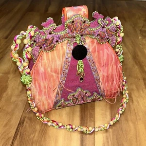 Lovely Mary Frances Pink Beaded Floral Purse Hand Bag Shoulder Bag #2234 - Picture 1 of 11