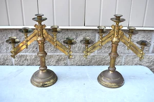 Par de candelabros antiguos de iglesia de 5 luces, ajustados Arms (CU834) chalice co. - Imagen 1 de 9