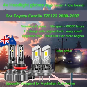 36000lm For Toyota Corolla ZZE122 2000-2007 4X Headlight kit Globe high low beam - Picture 1 of 12