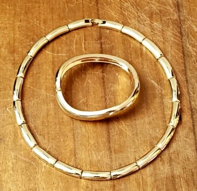 Collar y brazalete con bisagras antiguo Robert Lee Morris RLM SOHO tono dorado de 16"  Foto 1 de 4
