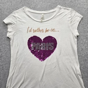 Love Your Clothes 146cm White I'd Rather Be In Paris Long Tail T-shirt - Picture 1 of 10