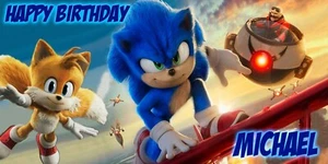 Sonic Birthday banner Personalized 4ft x 2ft - Picture 1 of 1