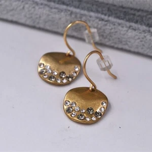 VTG New Chloe and Isabel Crystal pave gold palette drop earrings E363 Gold Tone - Picture 1 of 5
