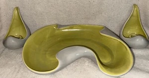 Cuenco para servir Red Wing Free Form 1304 candelabros a juego gris y chartreuse - Imagen 1 de 14