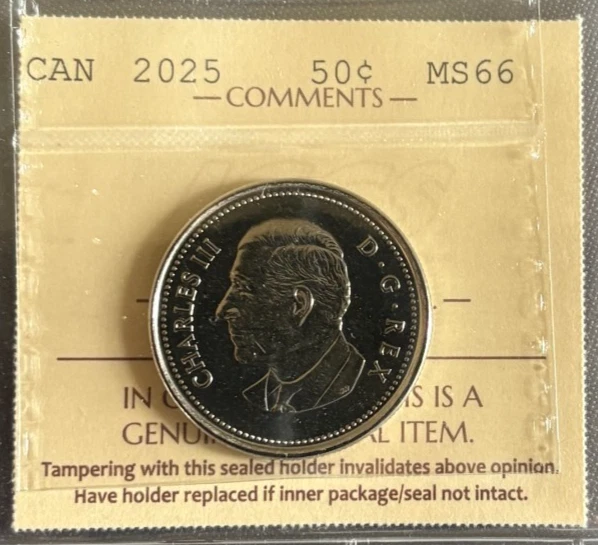 Canada - 50 cents - 2025 - ICCS Certified - MS-66 - Image 1 of 3