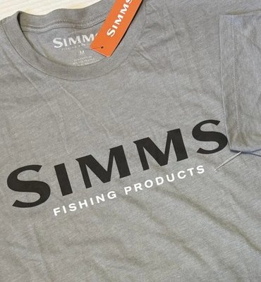 SIMMS Logo - Men's Cinder Heather Gray Fishing Tshirt - Medium - NWT - NEW - Image 1 of 4