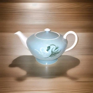 Elegante Tetera Susie Cooper Hueso China Aqua Azul Blanco Floral 1 pinta - Imagen 1 de 2