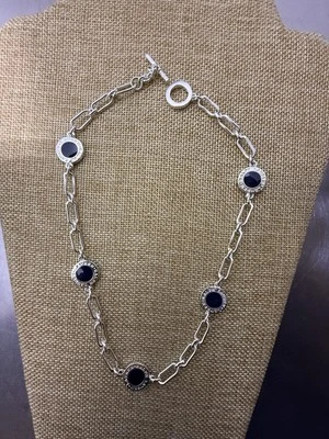 Ralph Lauren Azul Incrustación Logo Disco Collar Caballo Broca Marcada 16” Cierre de Palanca De Colección Foto 1 de 4