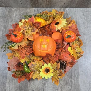 14” Tall Pumpkin Fall Mickey Mouse Disney Inspired Halloween Fall Wreath - Picture 1 of 6