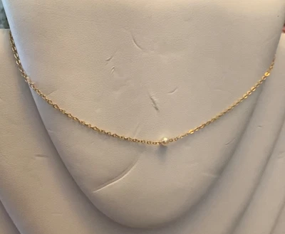 Pulsera tobillera de oro amarillo de 14K 0,7 g con perla de agua dulce 11 pulgadas... Foto 1 de 4