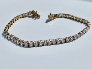QVC 14ct Gold Diamonique Tennis / Line Bracelet Yellow Gold - Picture 1 of 10