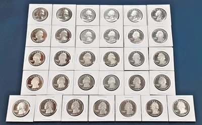 1968-1998 Washington S PROOF Quarter Run Set Lot!   31 Coins K9 - Image 1 of 4