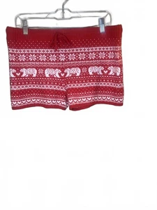 Aerie rote Strickshorts mit weißem Eisbären- und Schneeflockenmuster, Größe L - Bild 1 von 9