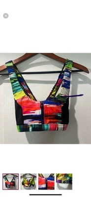 Sujetador deportivo Trina Turk colorido cremallera frontal S Foto 1 de 4