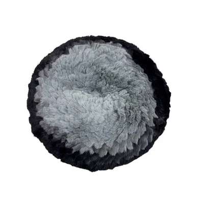 Rabbit Fur Beret Hat Women's Gray Black - Image 1 of 4