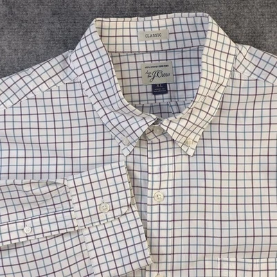 J Crew Shirt XL Classic White Multicolor Check Long Sleeve Button Down Cotton - Image 1 of 4