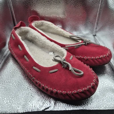 Zapatillas LL Bean Hearthside Cuero Rojo Mujer 9M Gamuza Mocasines Casa Zapatos Foto 1 de 4