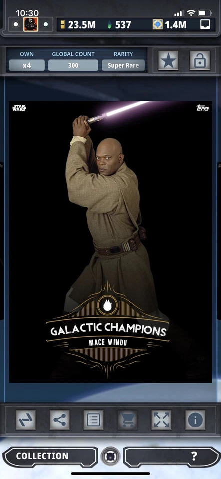 Topps Star Wars Digital Card Trader Galactic Champions 2 Mace Windu Insert - Image 1 of 1