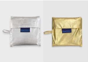 BAGGU Metallic SILVER & GOLD Standard Reusable Shopping Eco Bag Japan Limited
