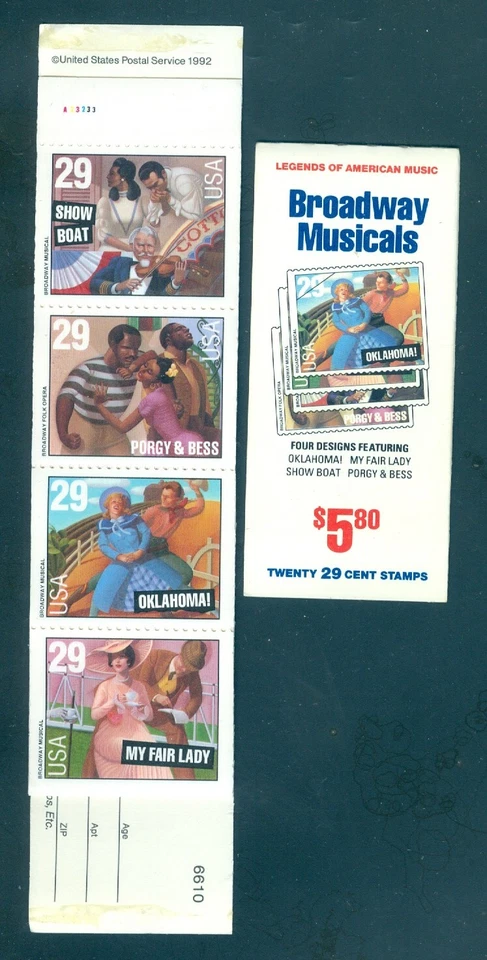 US 2767-2770a BK 209 Broadway Musicals, Complete Booklet/20, Mint NH - Image 1 of 1