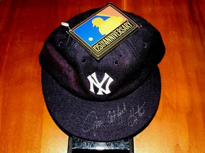 JIM CATFISH HUNTER YANKEES HOF SIGNED AUTO VINTAGE 125TH ANNIVERSARY CAP PSA/DNA - Image 1 of 3