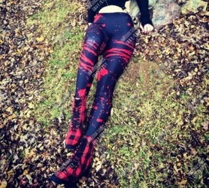 Blood Spatter Leggings Goth Clothing Halloween Goth Pants Trousers - Picture 1 of 8