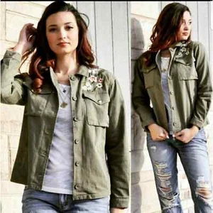 Roly Poly floral embroidered button up jacket green multicolor small - Picture 1 of 8