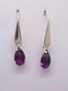 Orecchini in ARGENTO 925 con Pietra sintetica viola - imitazione ametista - - Foto 1 di 4