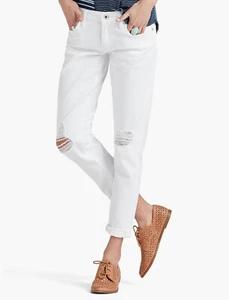 ¡Nuevo! Pantalones de mezclilla LUCKY BRAND ~Talla 8/29~ Distressed Boyfriend blancos lavados tiro medio - Imagen 1 de 8