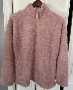 NEW Women's Cuddl Duds 1/4 Zip Pink Sherpa Pullover Top Size Small - Picture 1 of 8