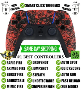 Controlador modificado con disparadores de cabello Red Skulls Pro Competition Smart Click para PS5 - Imagen 1 de 1