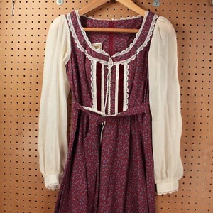vtg 70s GUNNE SAX Jessica McClintock floral maxi peasant dress sz 9 cottagecore - Picture 1 of 10