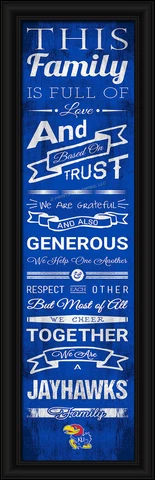 Kansas Jayhawks Framed Family Cheer Print - Poster Wood Wall Sign Man Cave Cover