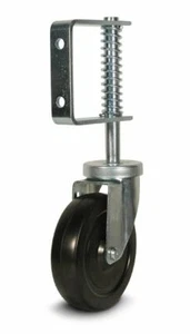 5DGATE 5" Spring Loaded Gate Swivel Caster, Hard Rubber Wheel, 40 lbs Capacity - Picture 1 of 2