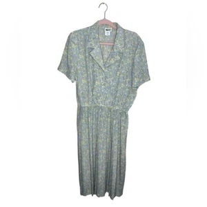 Vintage Leslie Fay Vintage Mint Green Floral Dress Size 16P Spring - Picture 1 of 12